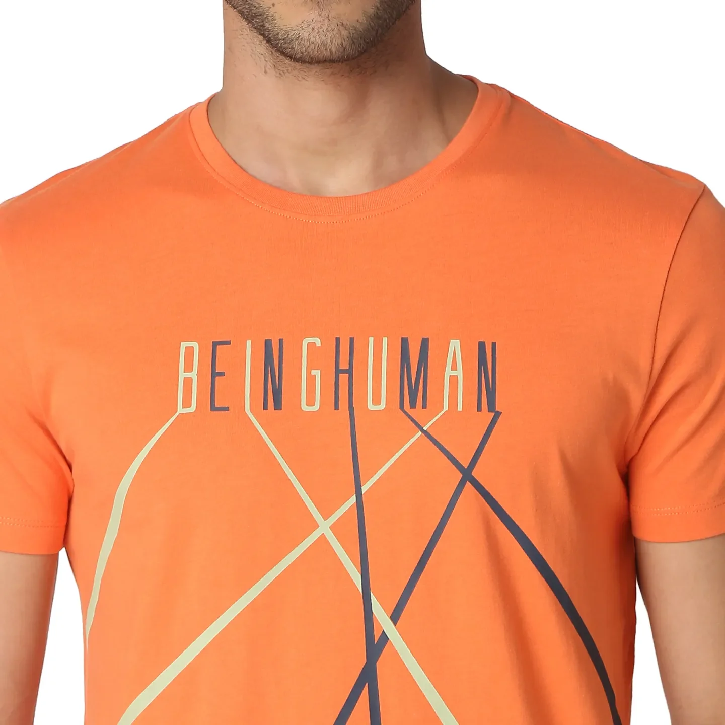 Orange Regular Fit Round Neck Men's T-Shirt by Being Human Clothing - Image 4