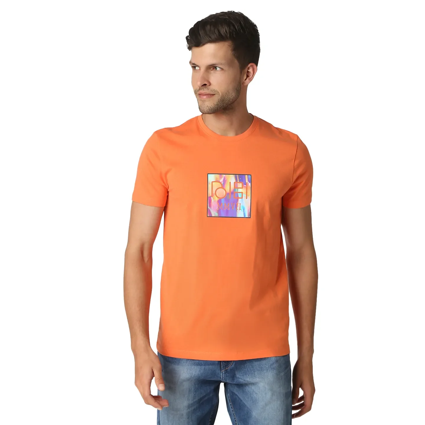 Orange Regular Fit Round Neck Men's T-Shirt by Being Human Clothing