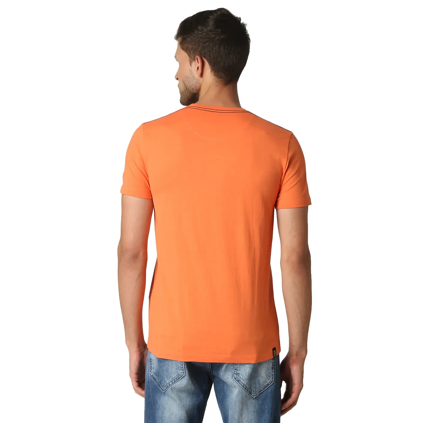 Orange Regular Fit Round Neck Men's T-Shirt by Being Human Clothing - Image 4