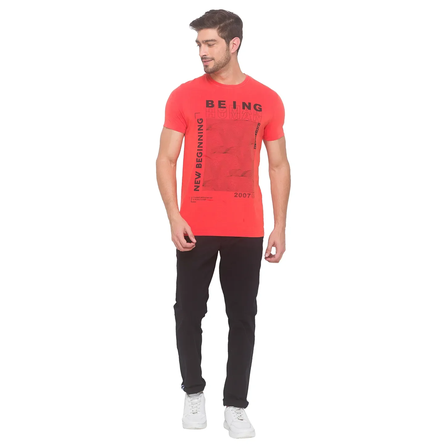 Orange Fista Regular Fit Round Neck Men's T-Shirt by Being Human Clothing - Image 5