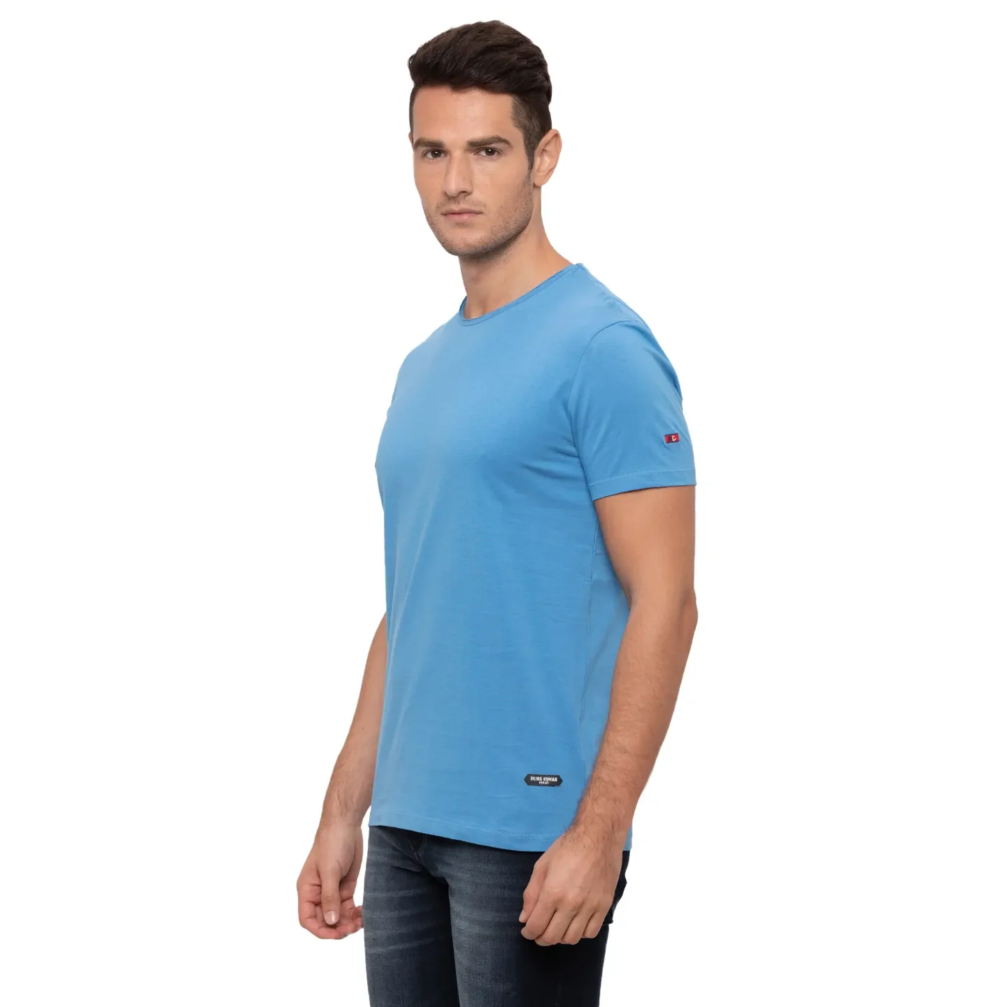 Blue Regular Fit Men's Short Sleeves T-Shirt by Being Human Clothing - Image 4