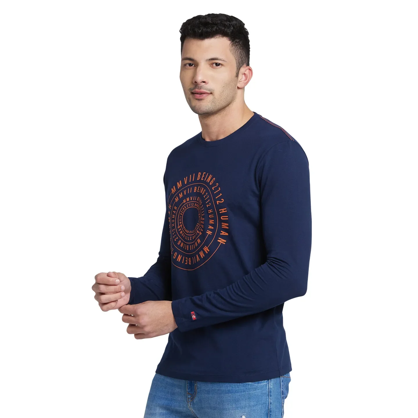 Blue Regular Fit Men's Long Sleeves T-Shirt by Being Human Clothing - Image 2