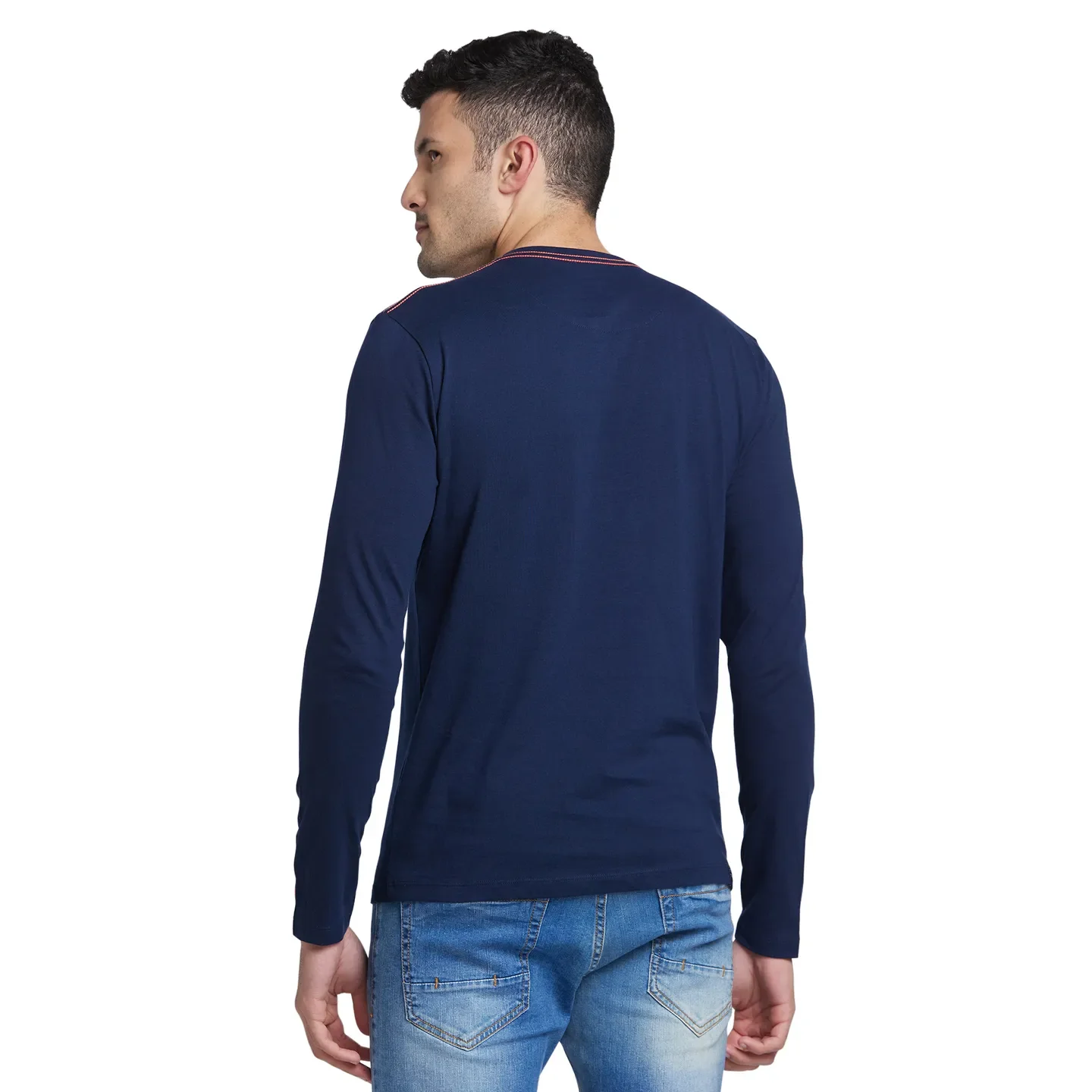 Blue Regular Fit Men's Long Sleeves T-Shirt by Being Human Clothing - Image 3