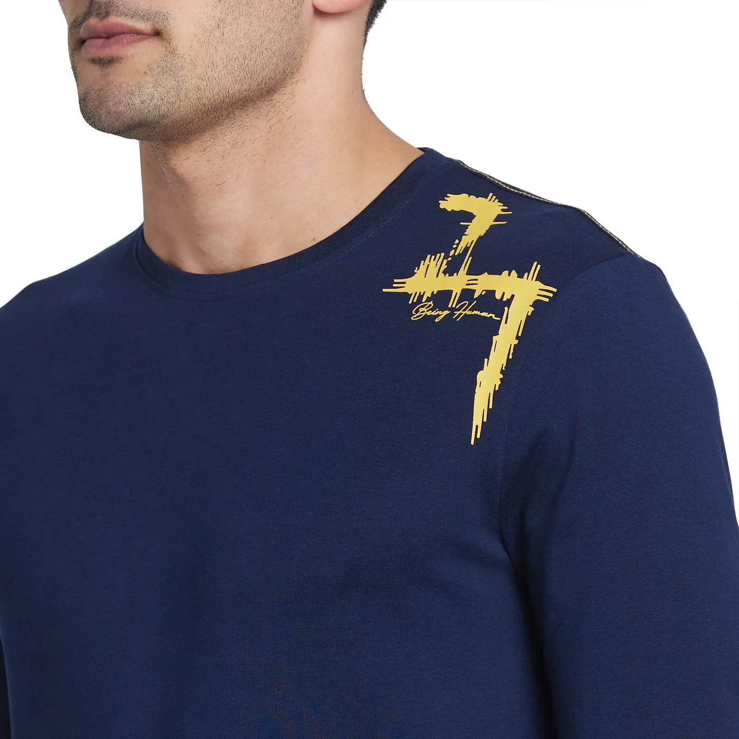 Blue Regular Fit Men's Long Sleeves T-Shirt by Being Human Clothing - Image 4