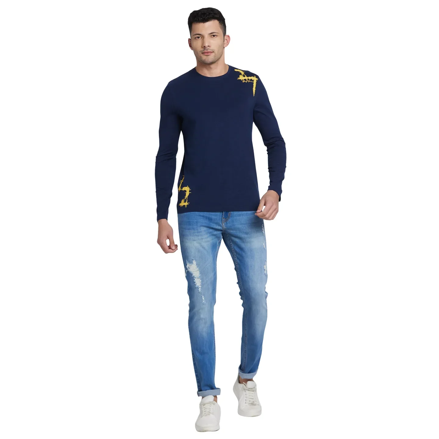 Blue Regular Fit Men's Long Sleeves T-Shirt by Being Human Clothing - Image 5