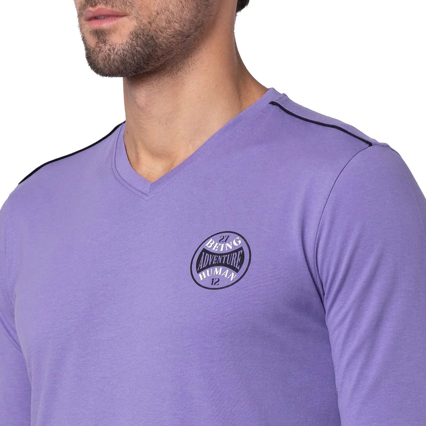 Purple Regular Fit Men's Long Sleeves T-Shirt by Being Human Clothing - Image 4