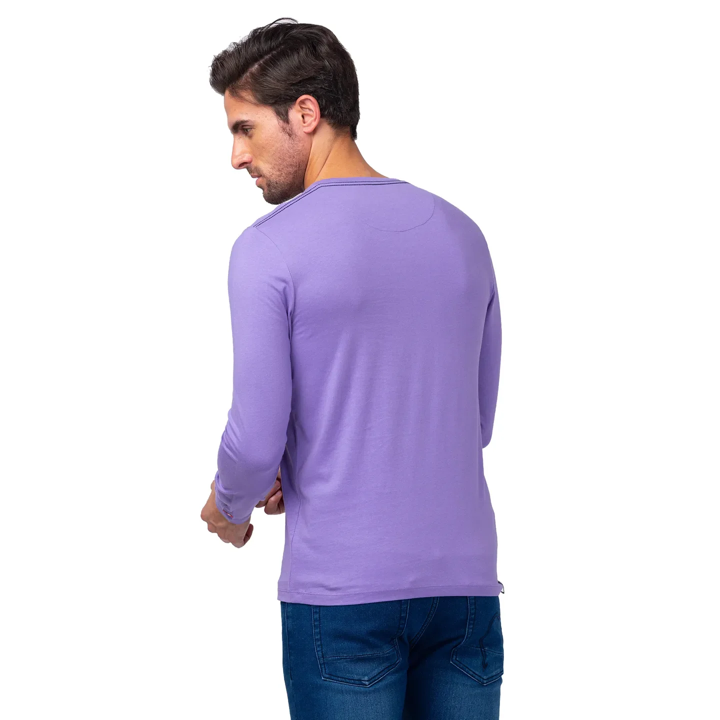 Purple Regular Fit Men's Long Sleeves T-Shirt by Being Human Clothing - Image 3