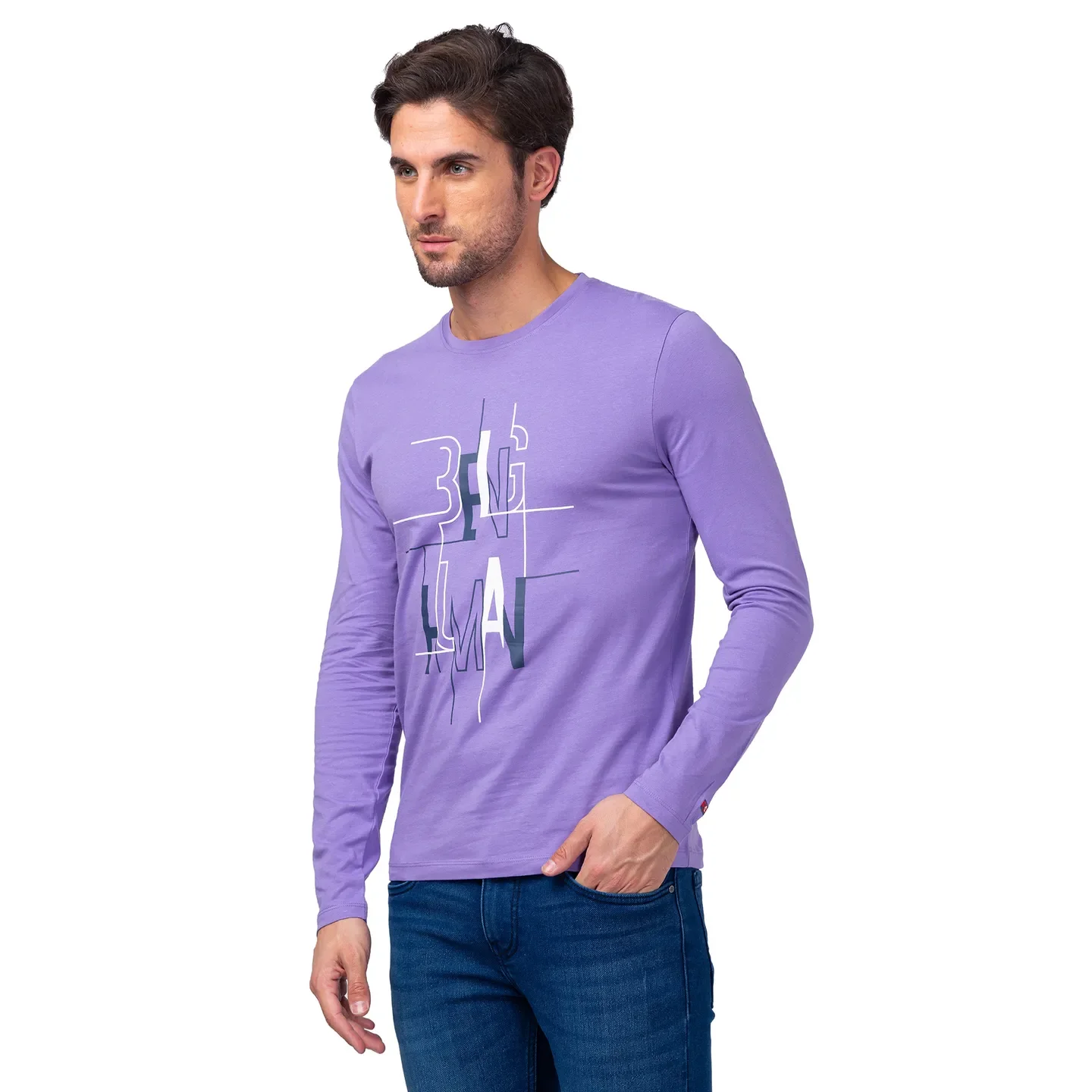 Purple Regular Fit Men's Long Sleeves T-Shirt by Being Human Clothing - Image 4