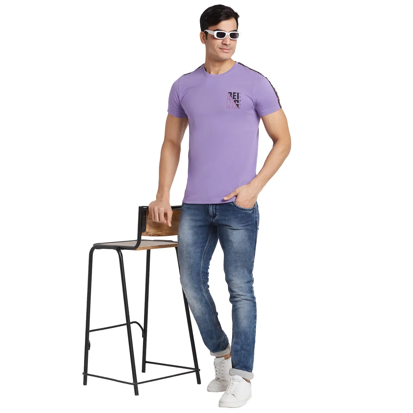 Paisley Purple Regular Fit Round Neck Men's T-Shirt by Being Human Clothing - Image 6