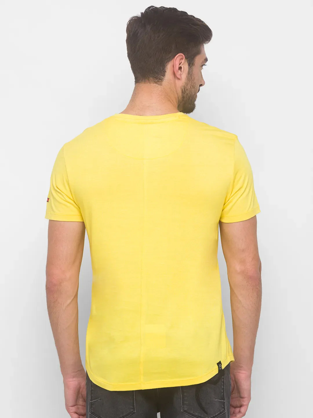 Pale Yellow Regular Fit Round Neck Men's T-Shirt by Being Human Clothing - Image 3