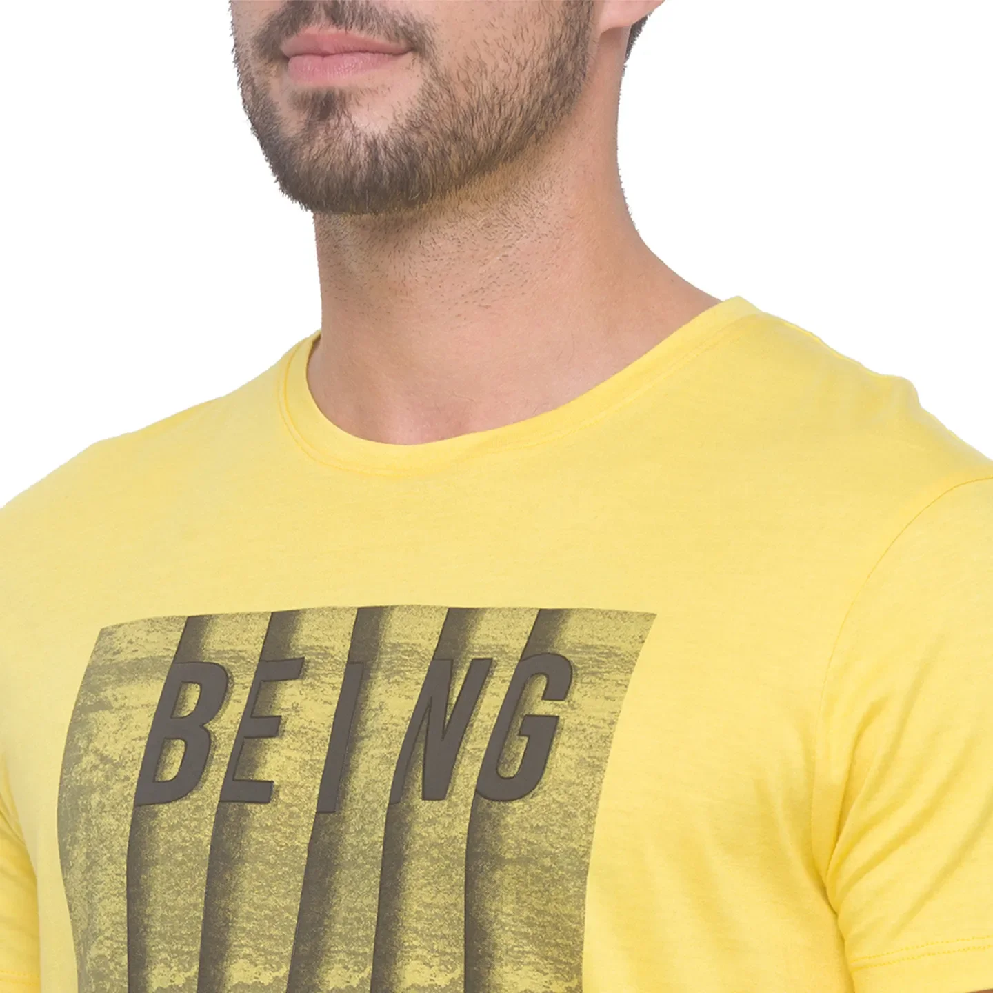 Pale Yellow Regular Fit Round Neck Men's T-Shirt by Being Human Clothing - Image 7