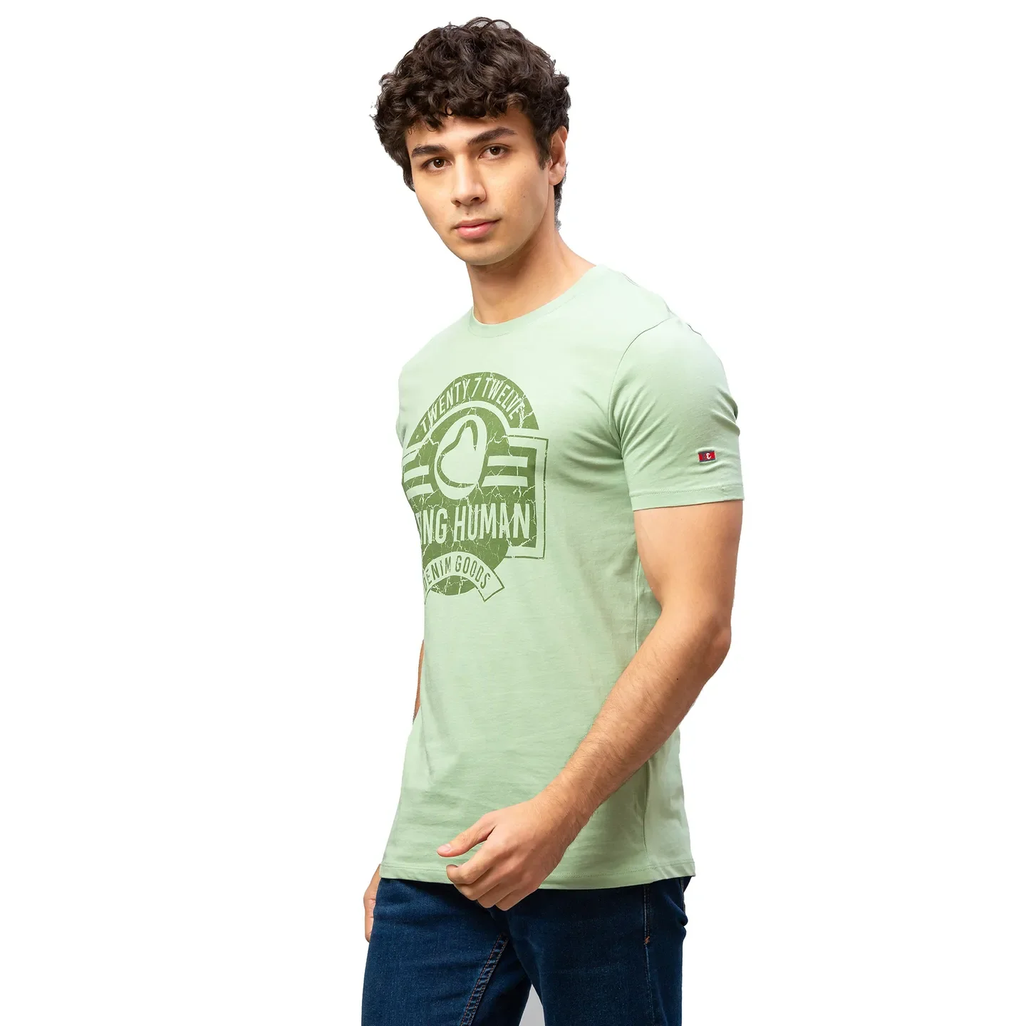 Green Regular Fit Men's Short Sleeves T-Shirt by Being Human Clothing - Image 4