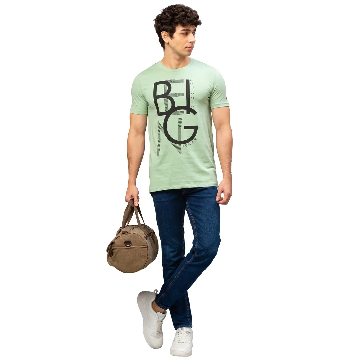 Green Regular Fit Men's Short Sleeves T-Shirt by Being Human Clothing - Image 2