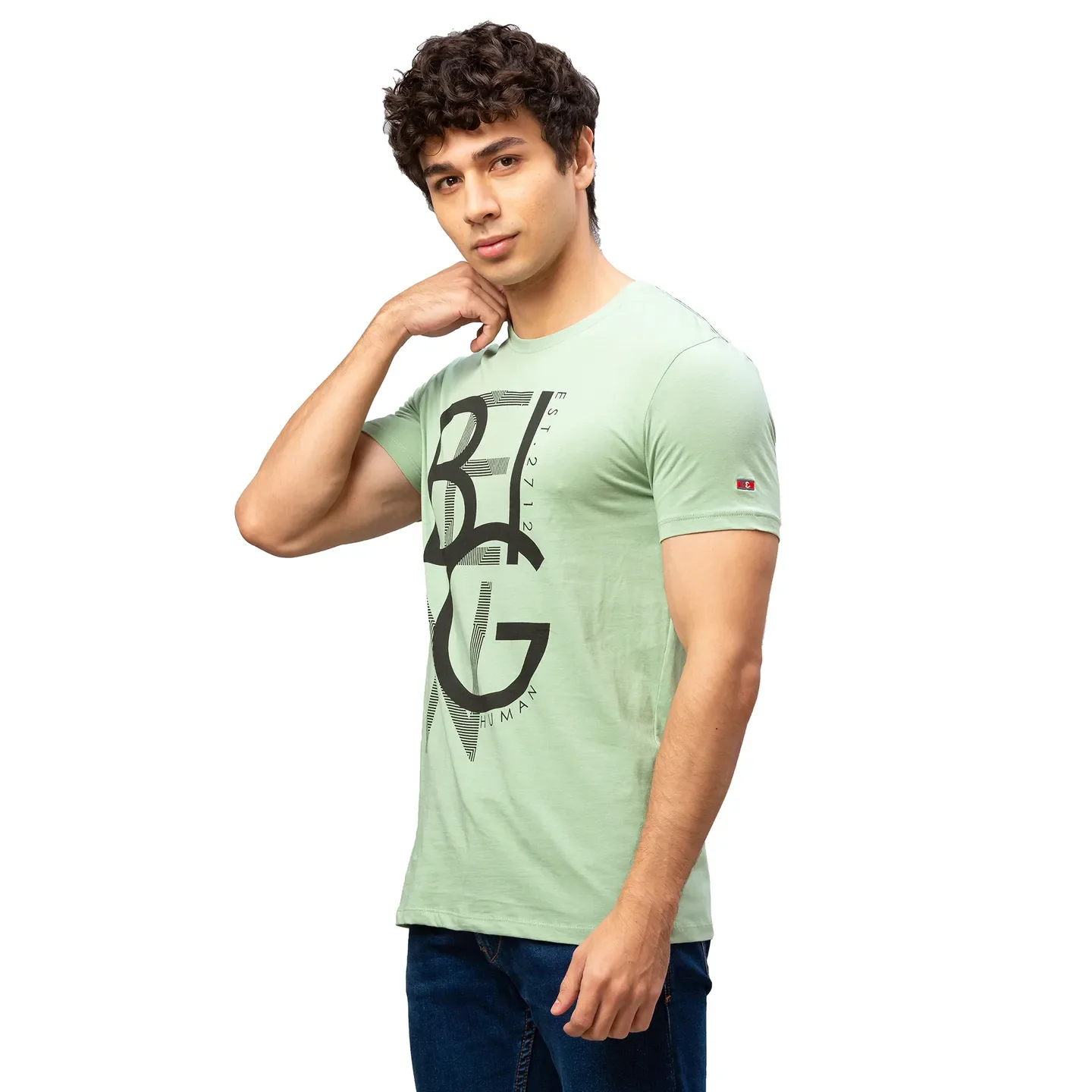 Green Regular Fit Men's Short Sleeves T-Shirt by Being Human Clothing - Image 2