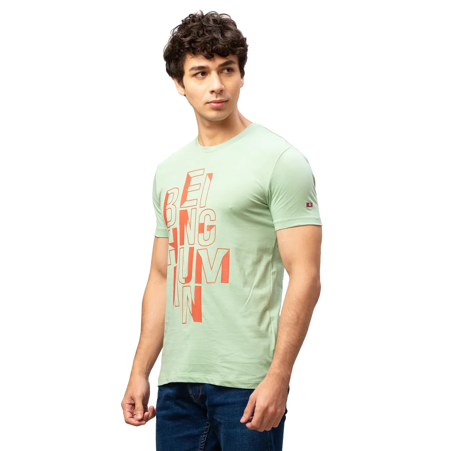 Green Regular Fit Men's Short Sleeves T-Shirt by Being Human Clothing - Image 2