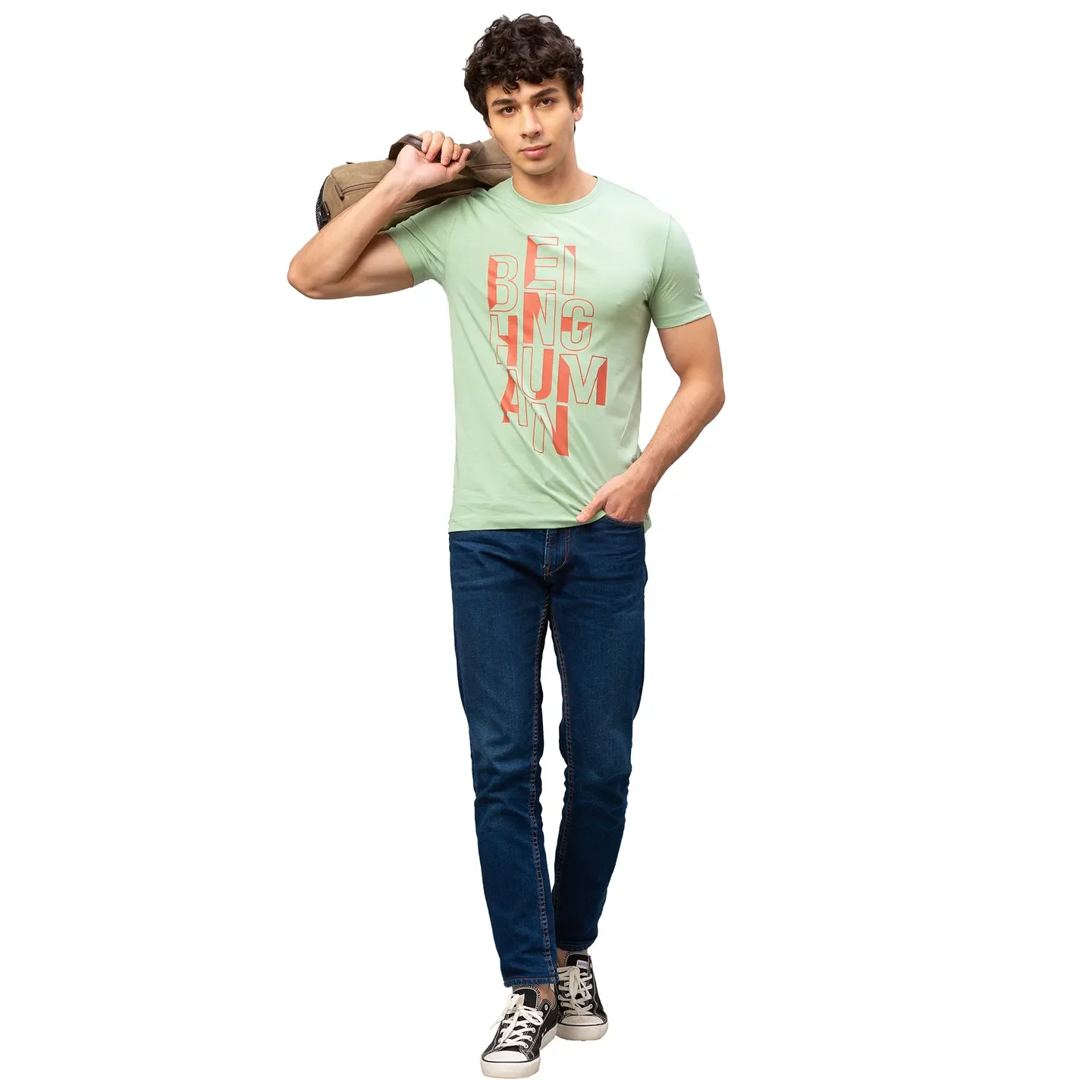 Green Regular Fit Men's Short Sleeves T-Shirt by Being Human Clothing - Image 5