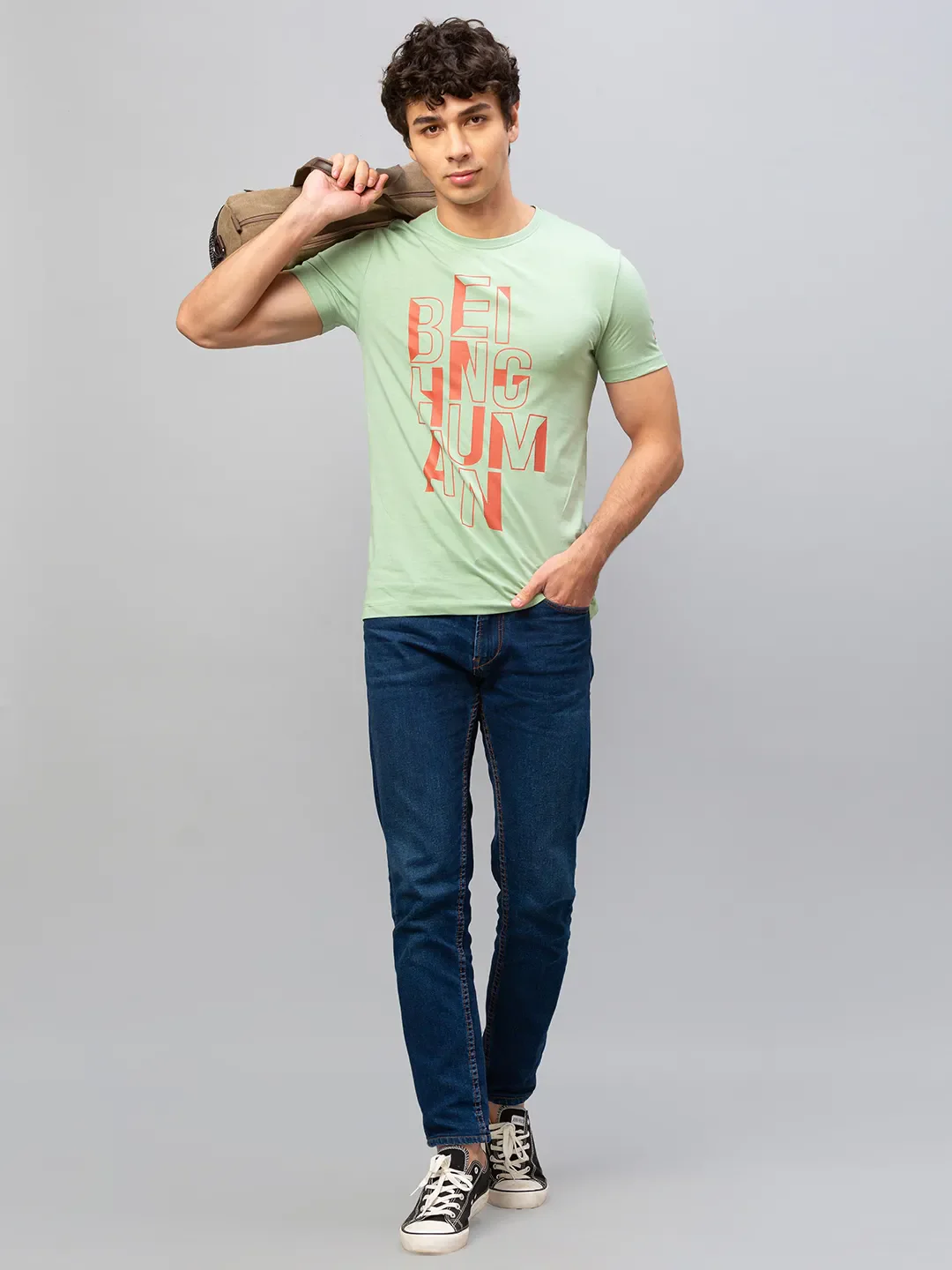 Green Regular Fit Men's Short Sleeves T-Shirt by Being Human Clothing - Image 5