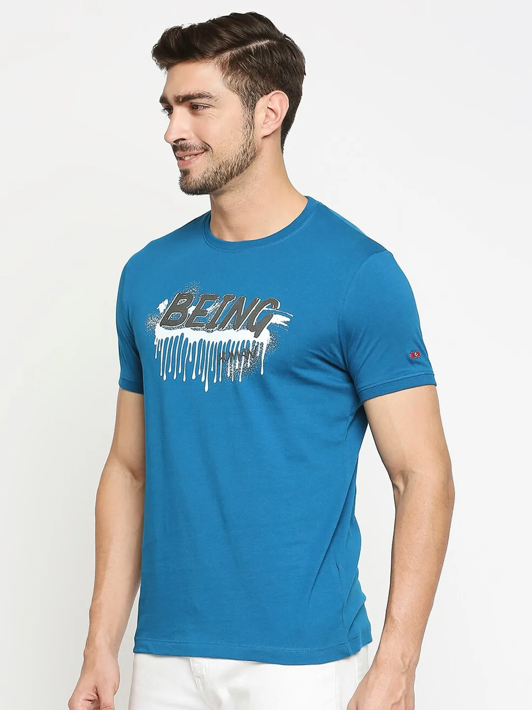 Green Regular Fit Men's Short Sleeves T-Shirt by Being Human Clothing - Image 2