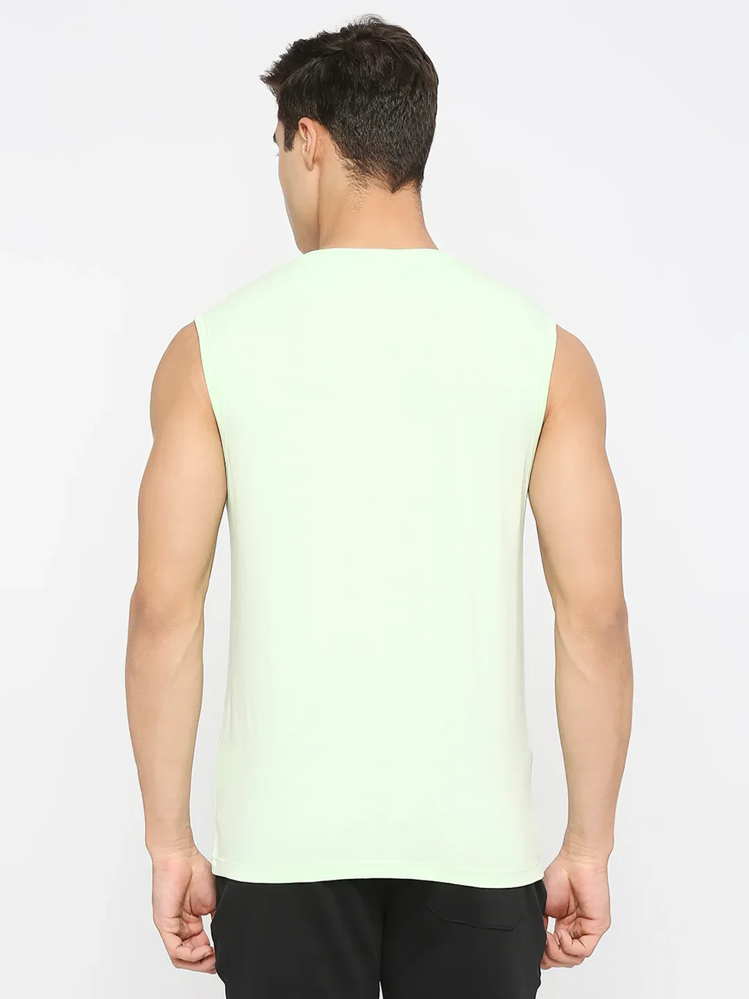 Green Regular Fit Men's Sleevesles T-Shirt by Being Human Clothing - Image 4