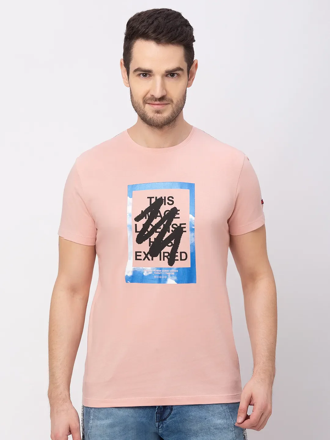 Pink Regular Fit Round Neck Men's T-Shirt by Being Human Clothing