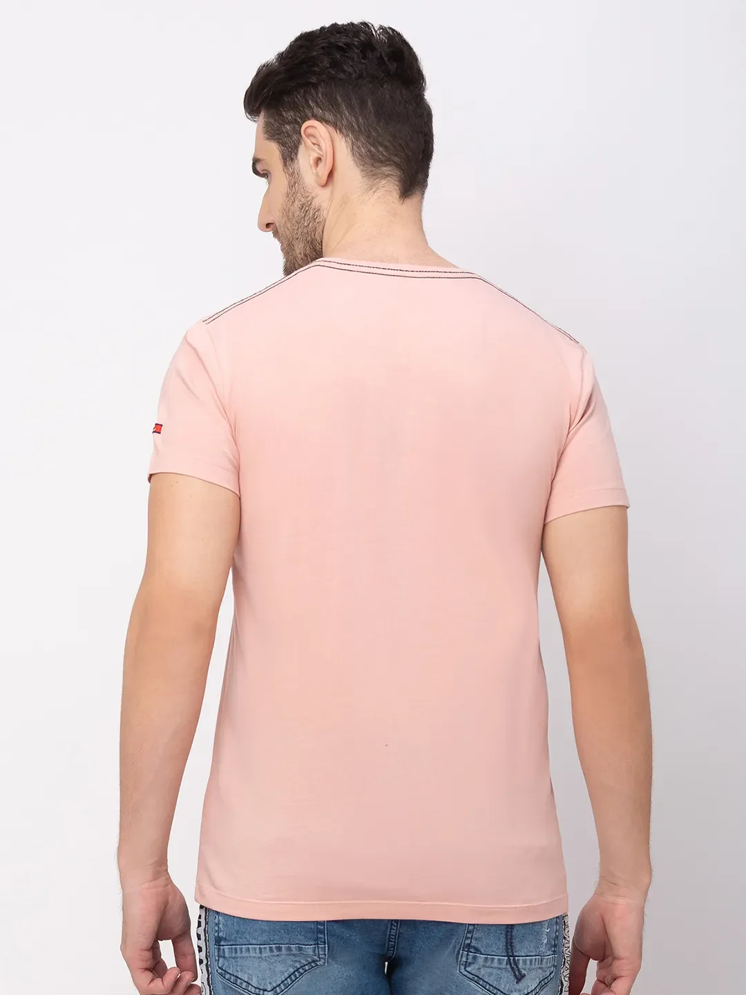 Pink Regular Fit Round Neck Men's T-Shirt by Being Human Clothing - Image 2