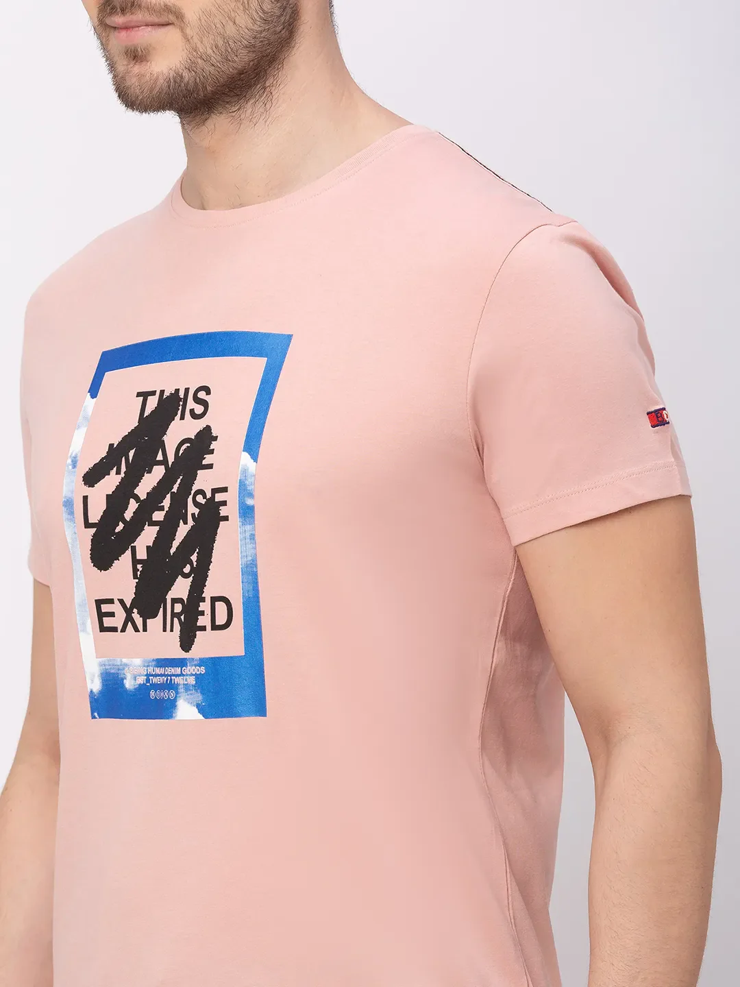 Pink Regular Fit Round Neck Men's T-Shirt by Being Human Clothing - Image 4