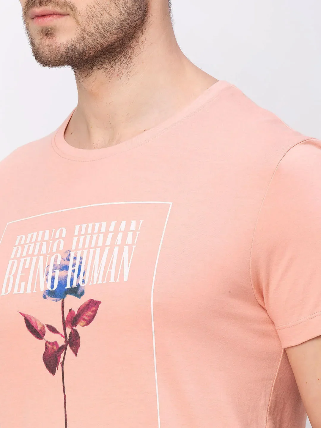 Pink Regular Fit Men's Short Sleeves T-Shirt by Being Human Clothing - Image 4