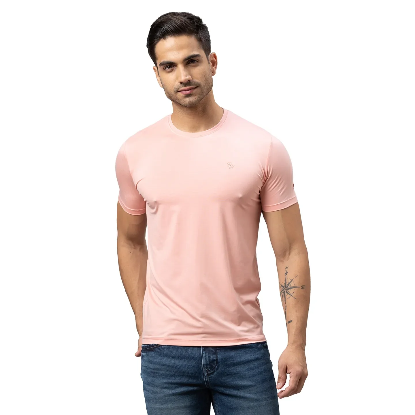 Pink Regular Fit Men's Short Sleeves T-Shirt by Being Human Clothing