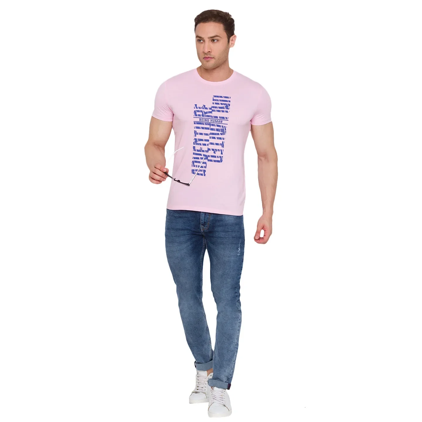Pink Regular Fit Men's Short Sleeves T-Shirt by Being Human Clothing - Image 6