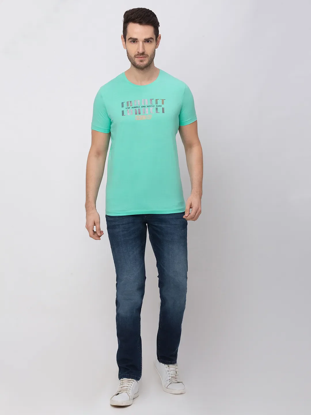 Pista Green Regular Fit Round Neck Men's T-Shirt by Being Human Clothing - Image 5