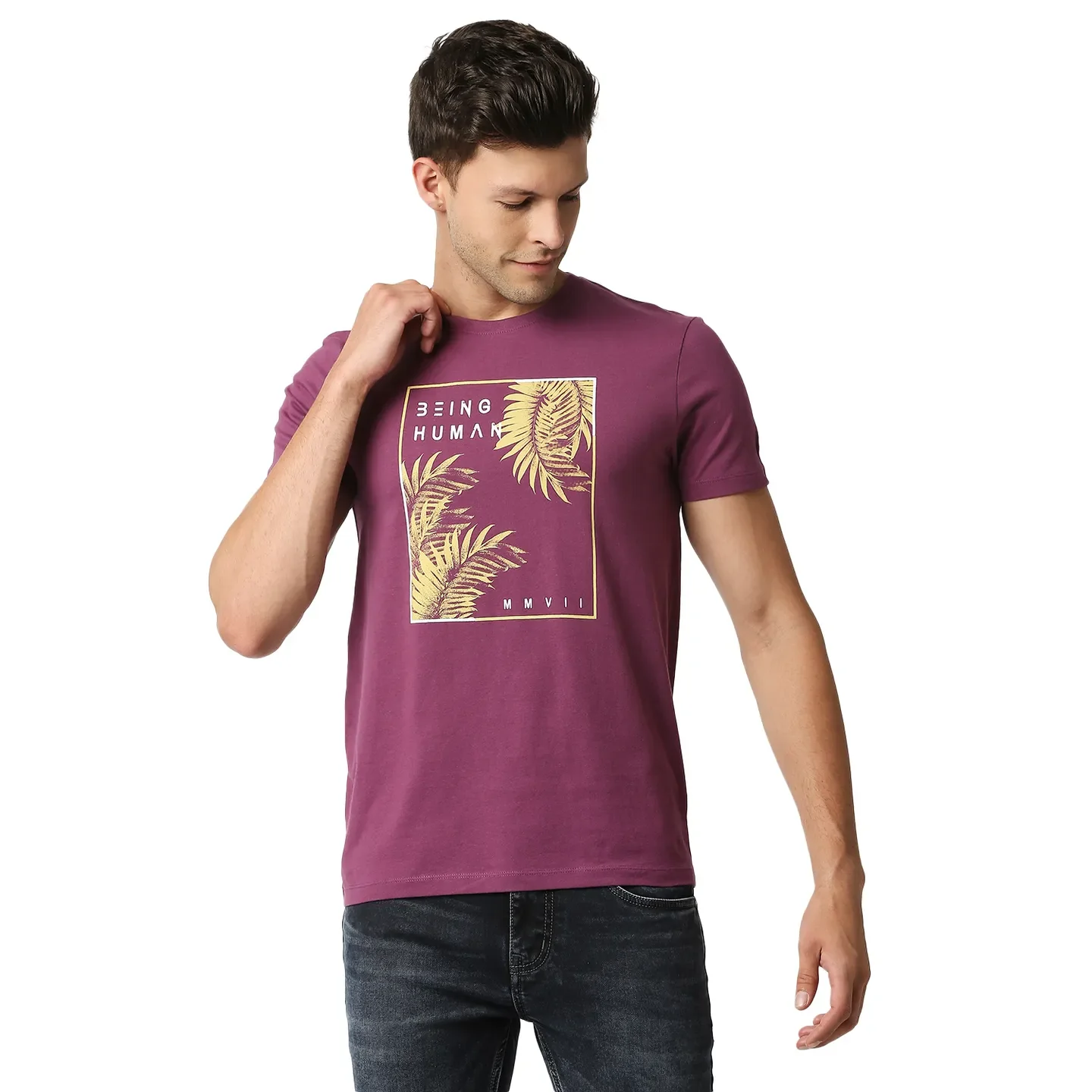 Pink Regular Fit Men's Short Sleeves T-Shirt by Being Human Clothing