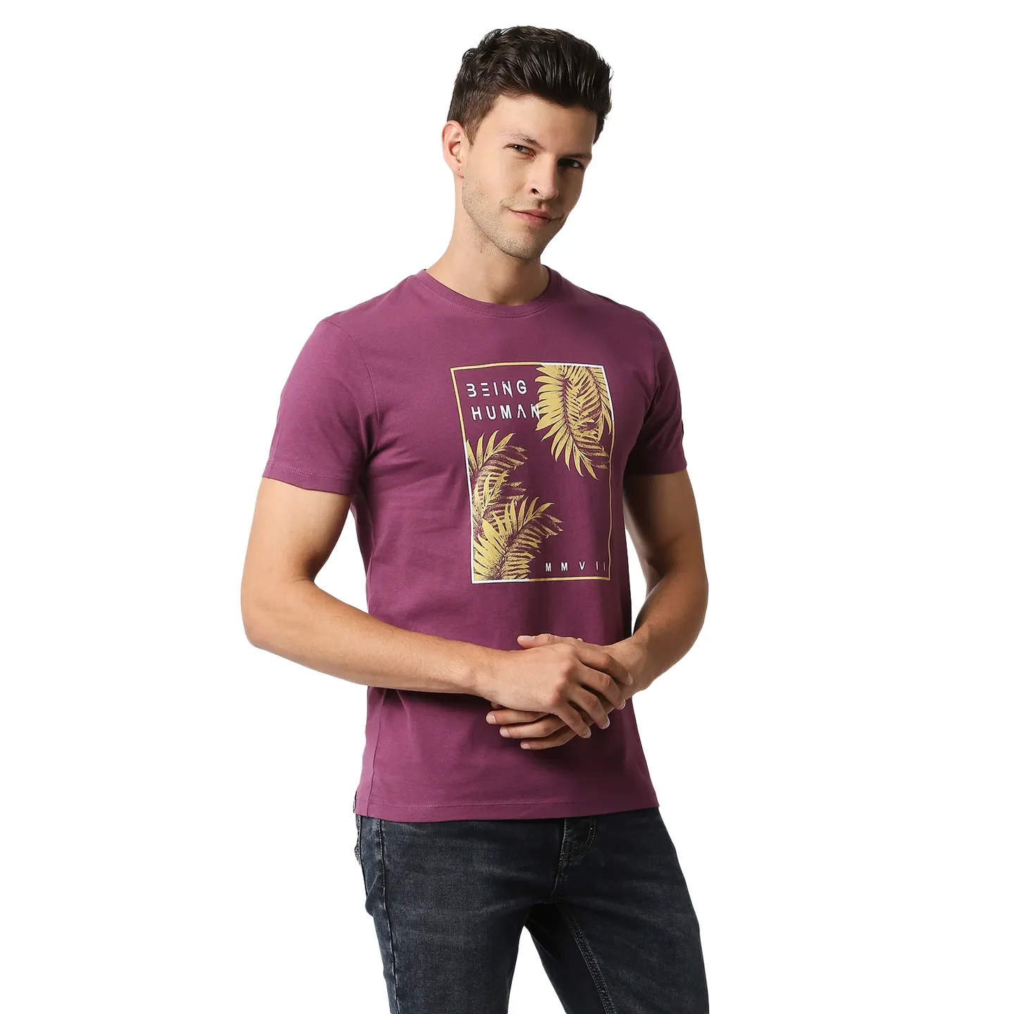 Pink Regular Fit Men's Short Sleeves T-Shirt by Being Human Clothing - Image 3