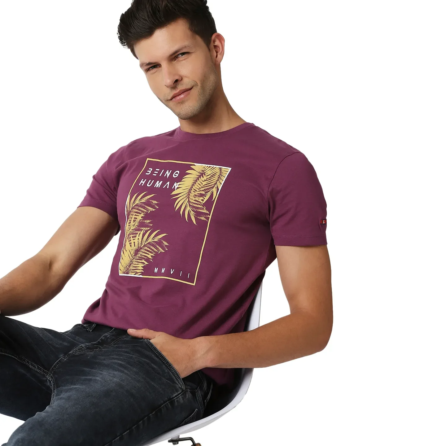 Pink Regular Fit Men's Short Sleeves T-Shirt by Being Human Clothing - Image 7