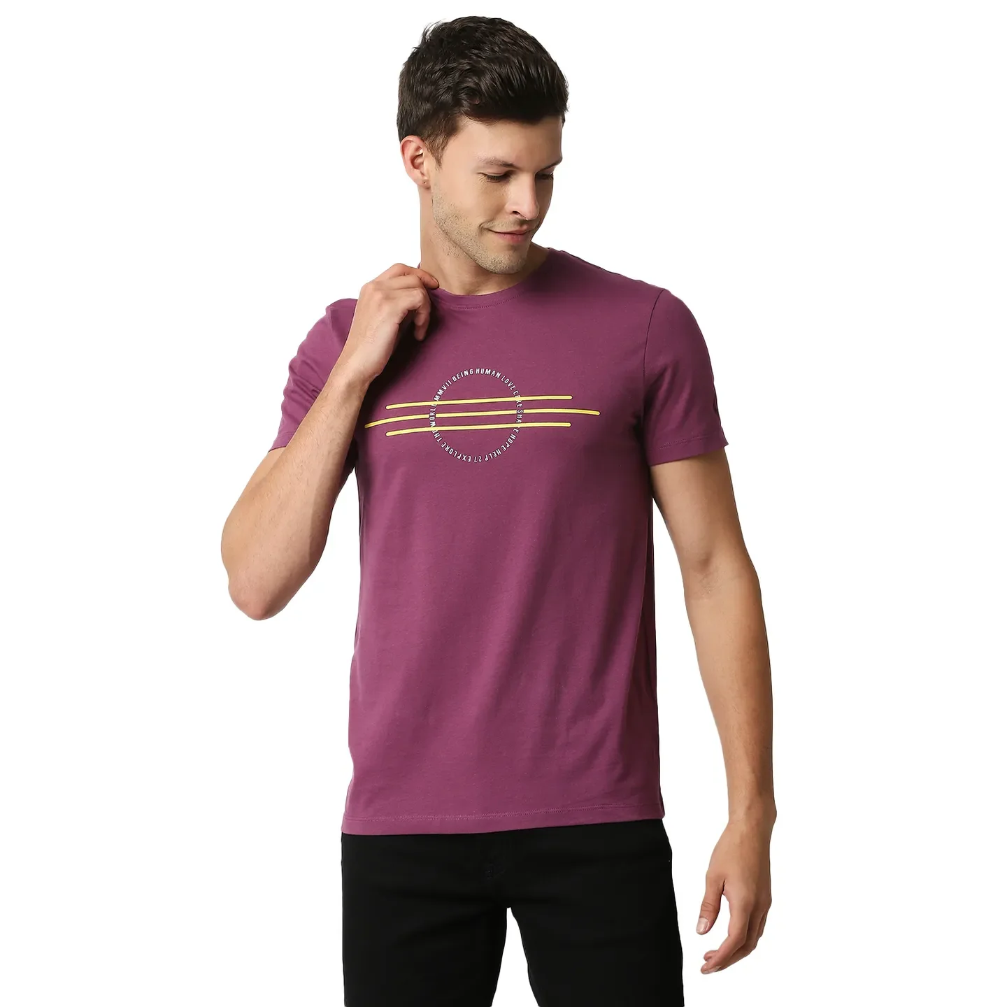Pink Regular Fit Men's Short Sleeves T-Shirt by Being Human Clothing