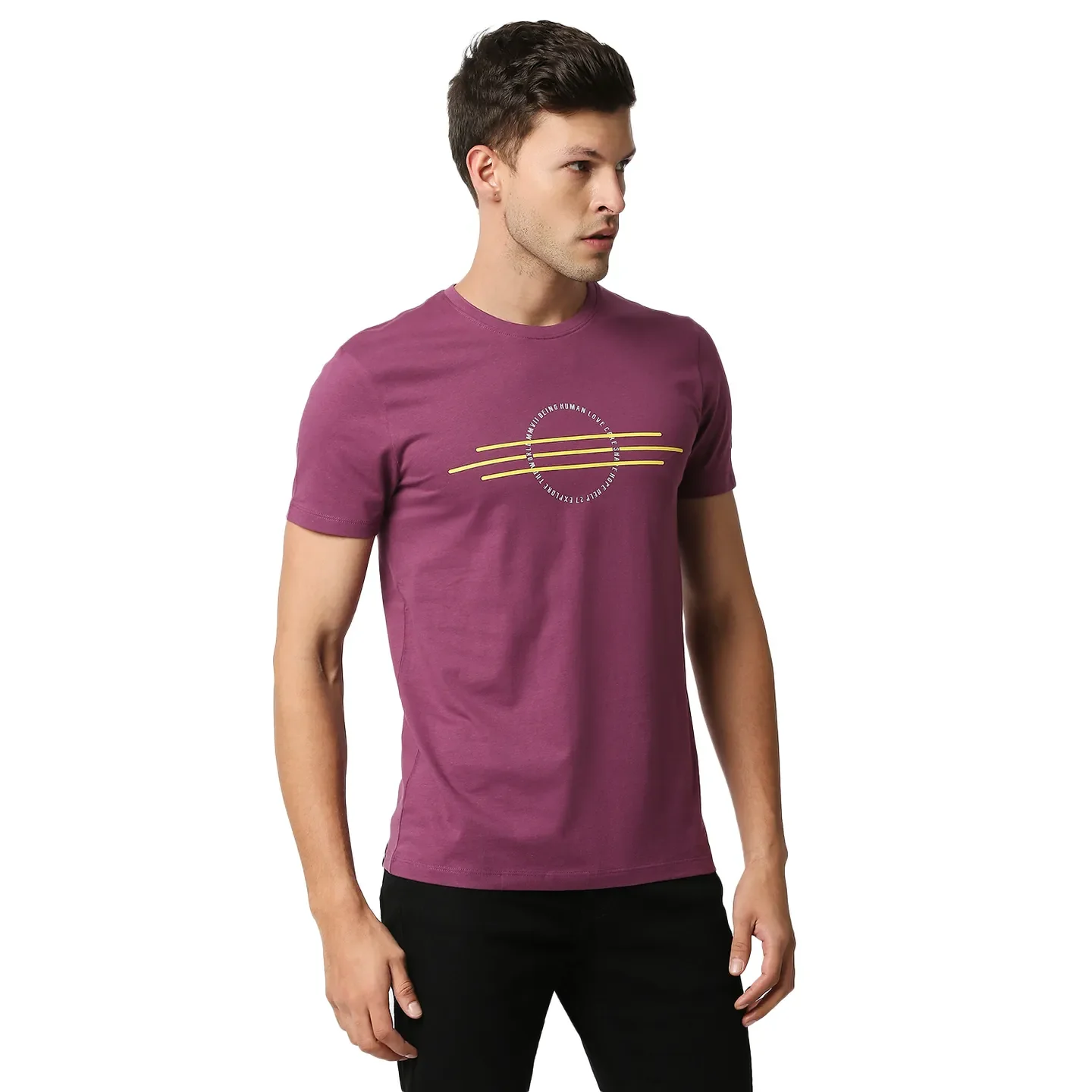 Pink Regular Fit Men's Short Sleeves T-Shirt by Being Human Clothing - Image 3