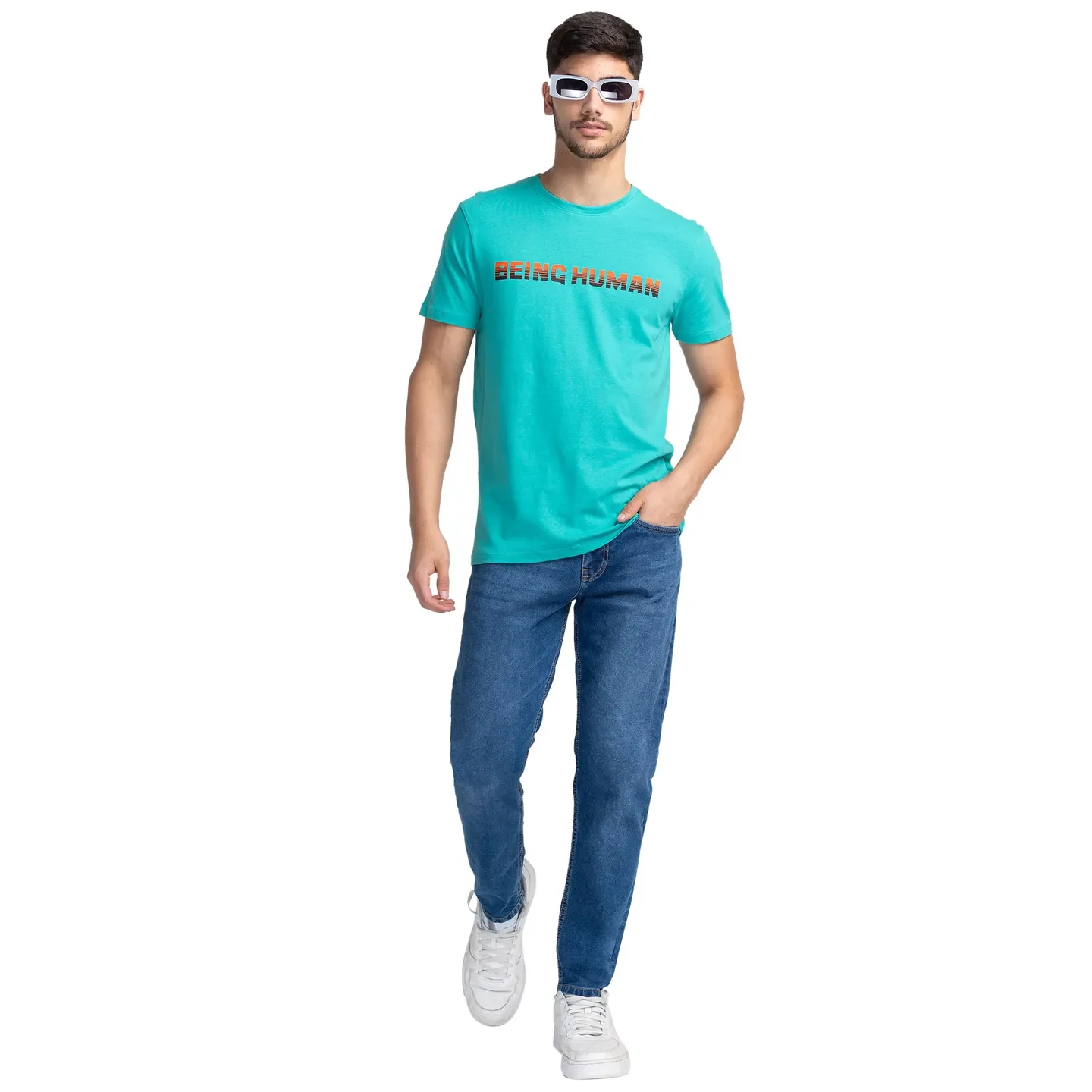 Green Regular Fit Men's Short Sleeves T-Shirt by Being Human Clothing - Image 6