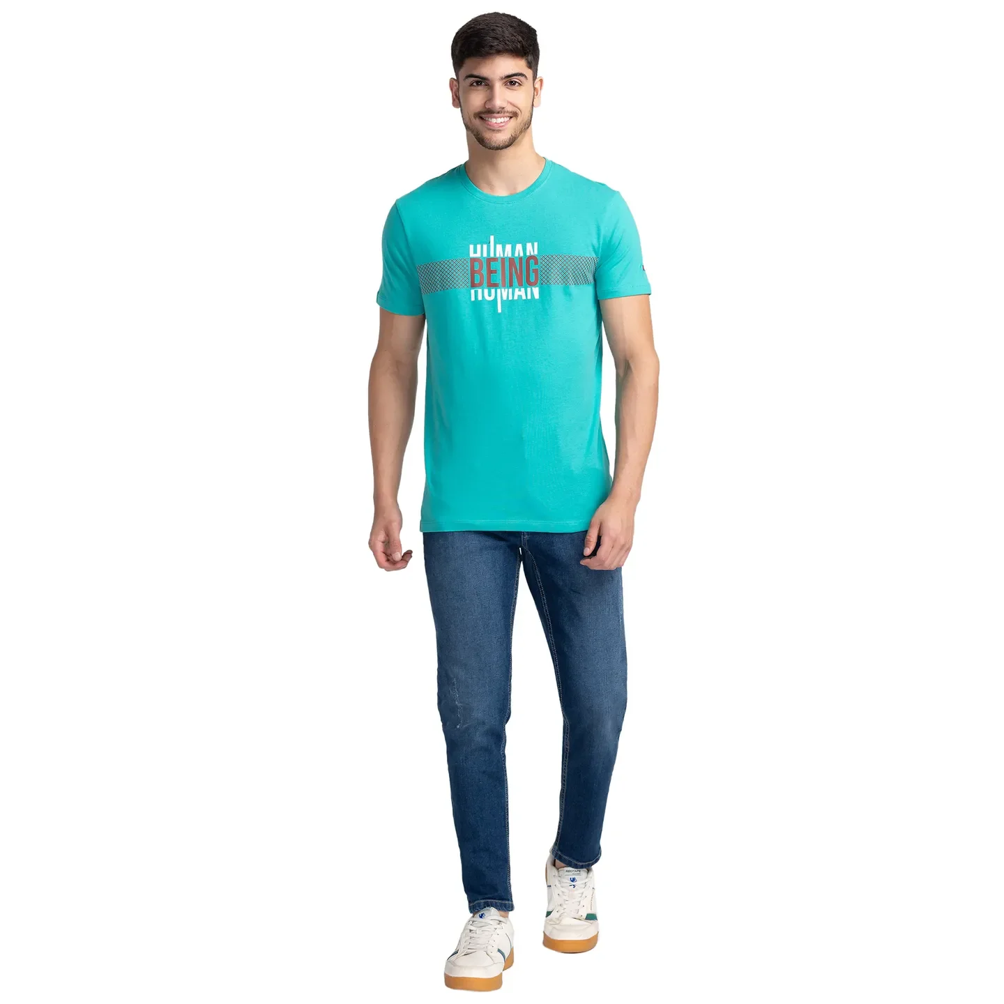 Green Regular Fit Men's Short Sleeves T-Shirt by Being Human Clothing - Image 2