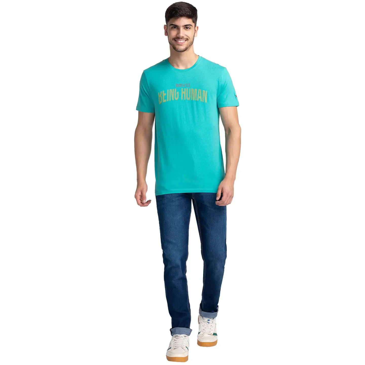 Green Regular Fit Men's Short Sleeves T-Shirt by Being Human Clothing - Image 2