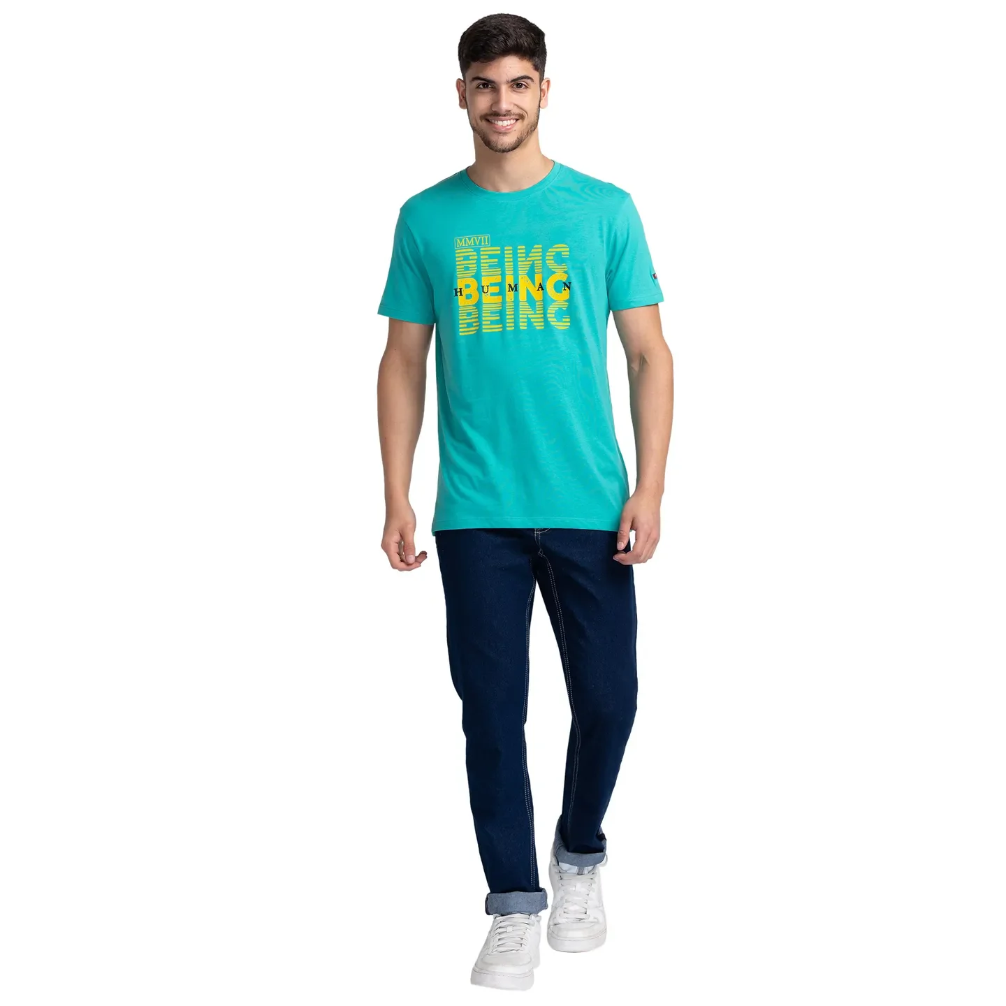 Green Regular Fit Men's Short Sleeves T-Shirt by Being Human Clothing - Image 2