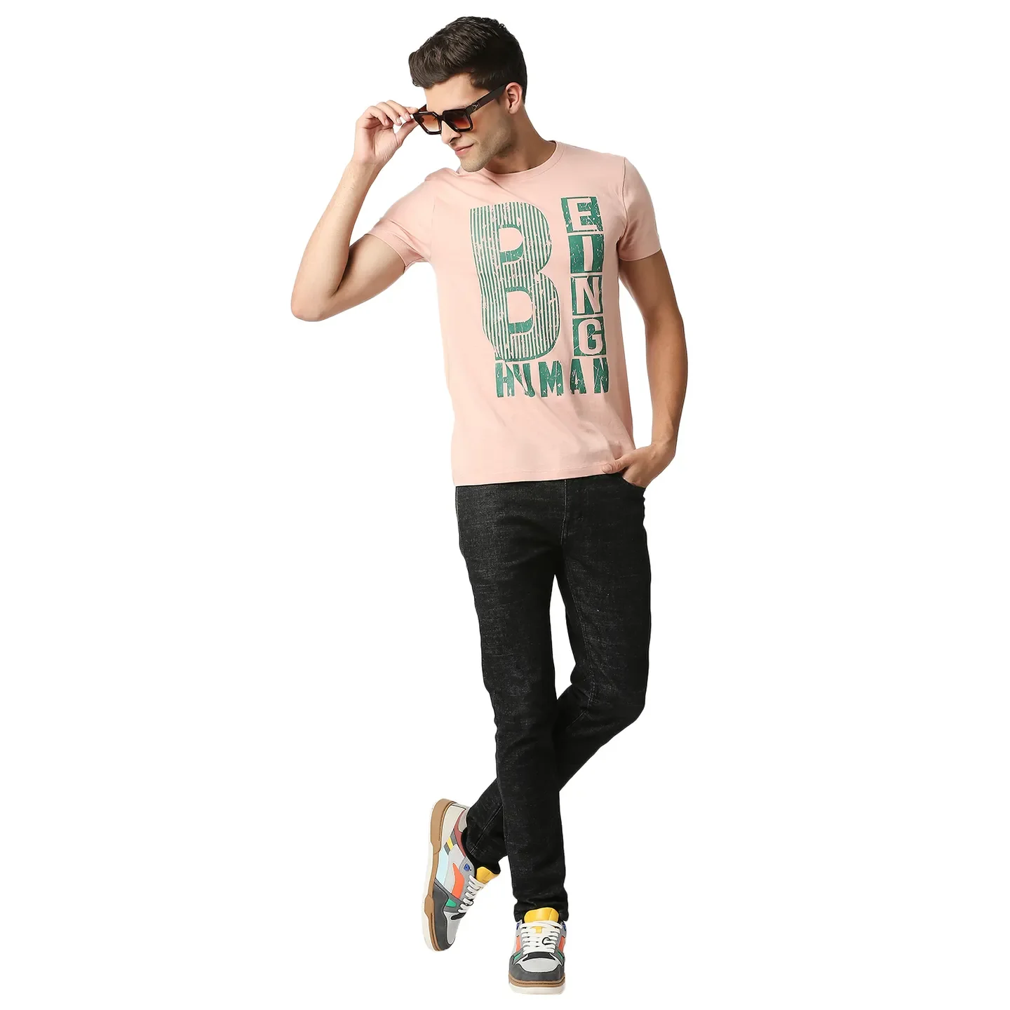 Pink Regular Fit Men's Short Sleeves T-Shirt by Being Human Clothing - Image 5
