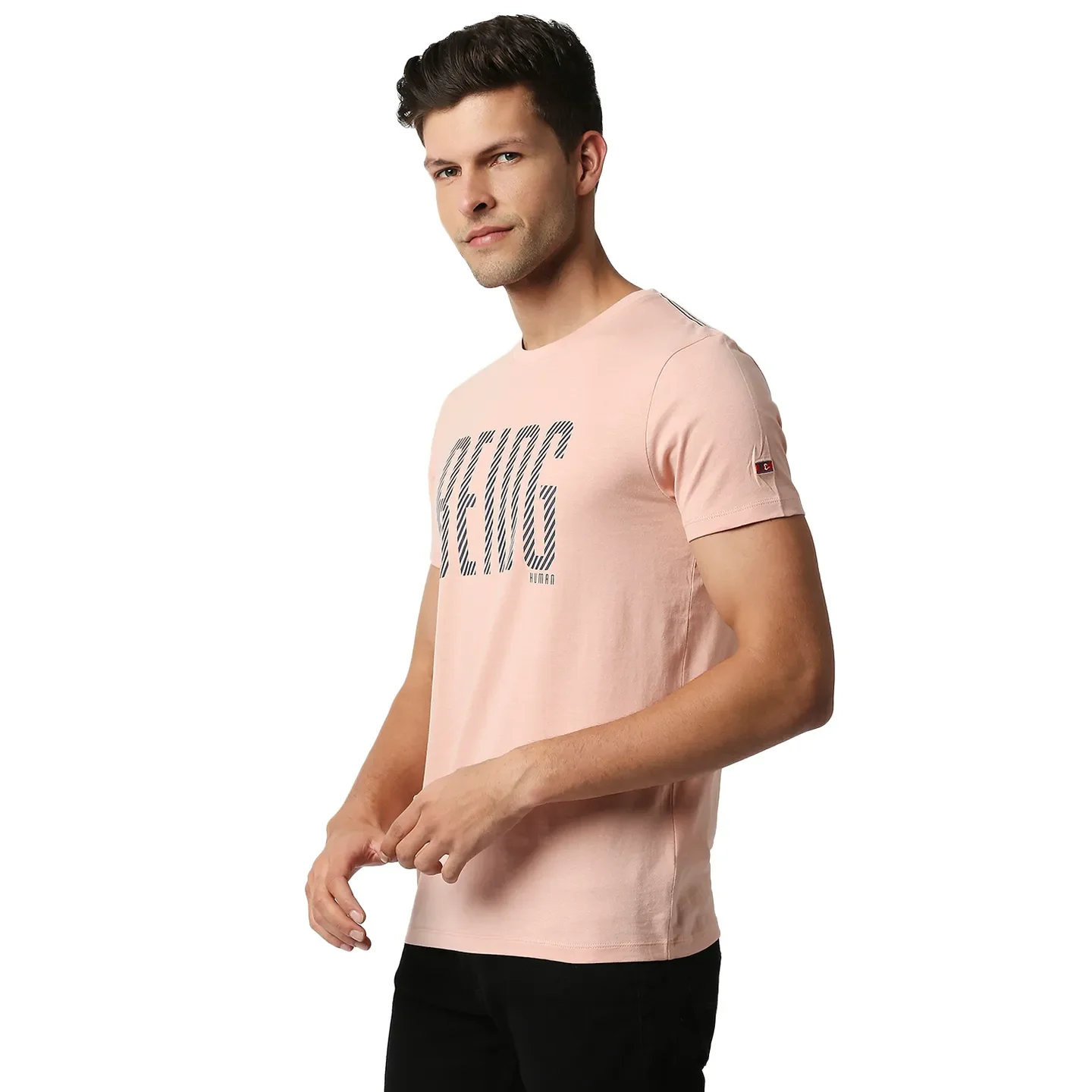 Pink Regular Fit Men's Short Sleeves T-Shirt by Being Human Clothing - Image 2