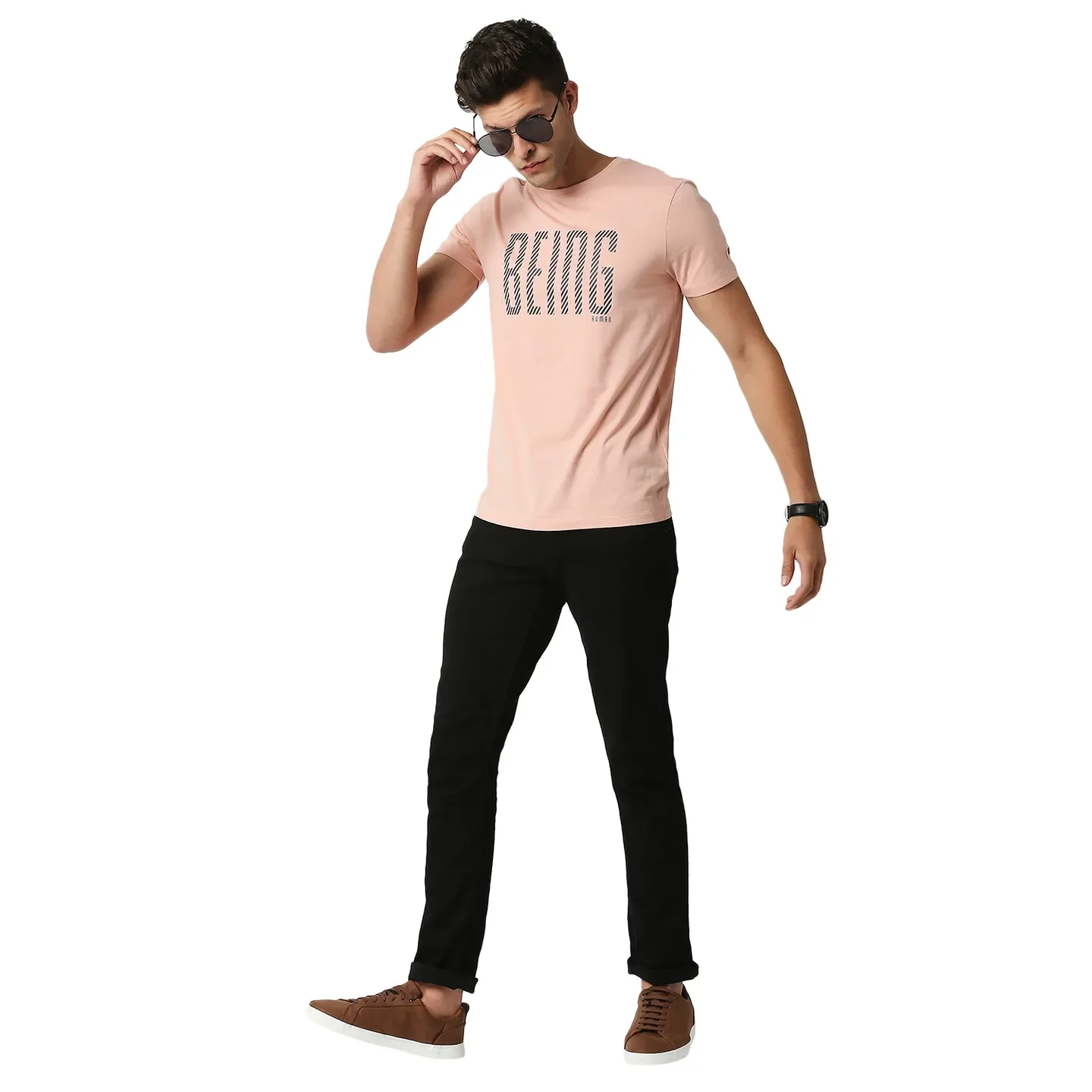 Pink Regular Fit Men's Short Sleeves T-Shirt by Being Human Clothing - Image 6
