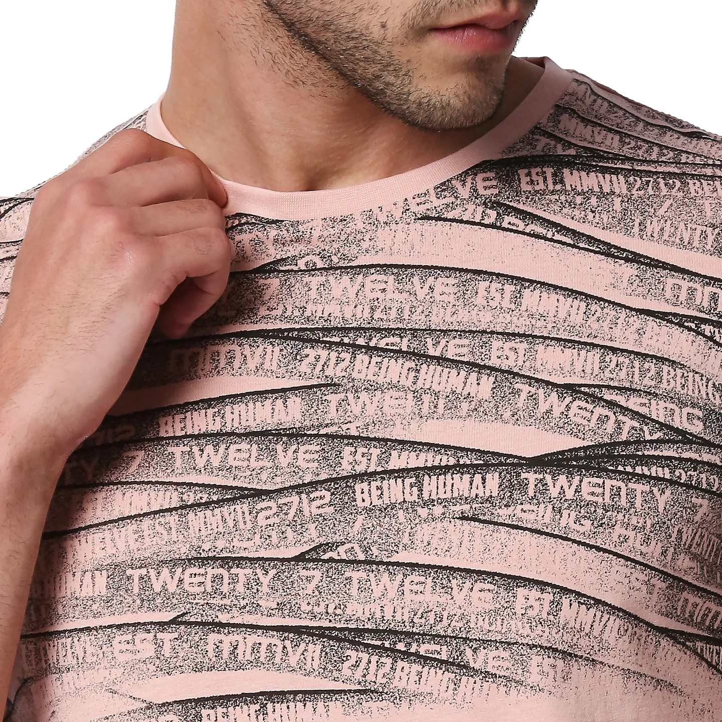 Pink Regular Fit Men's Short Sleeves T-Shirt by Being Human Clothing - Image 5