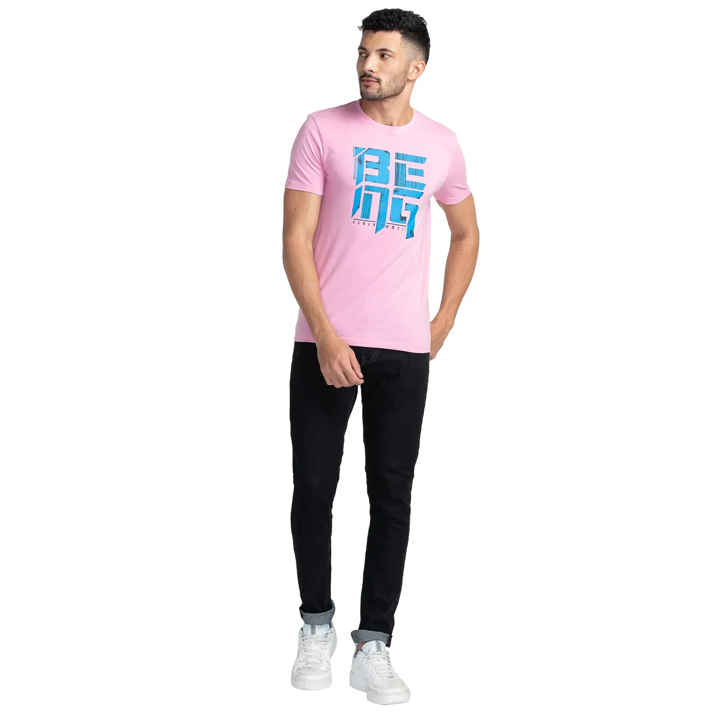 Pink Regular Fit Men's Short Sleeves T-Shirt by Being Human Clothing - Image 2