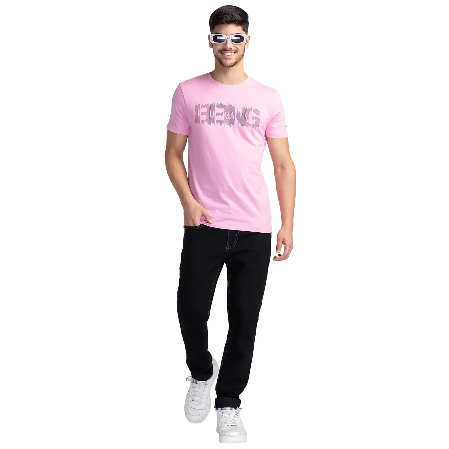 Pink Regular Fit Men's Short Sleeves T-Shirt by Being Human Clothing - Image 6