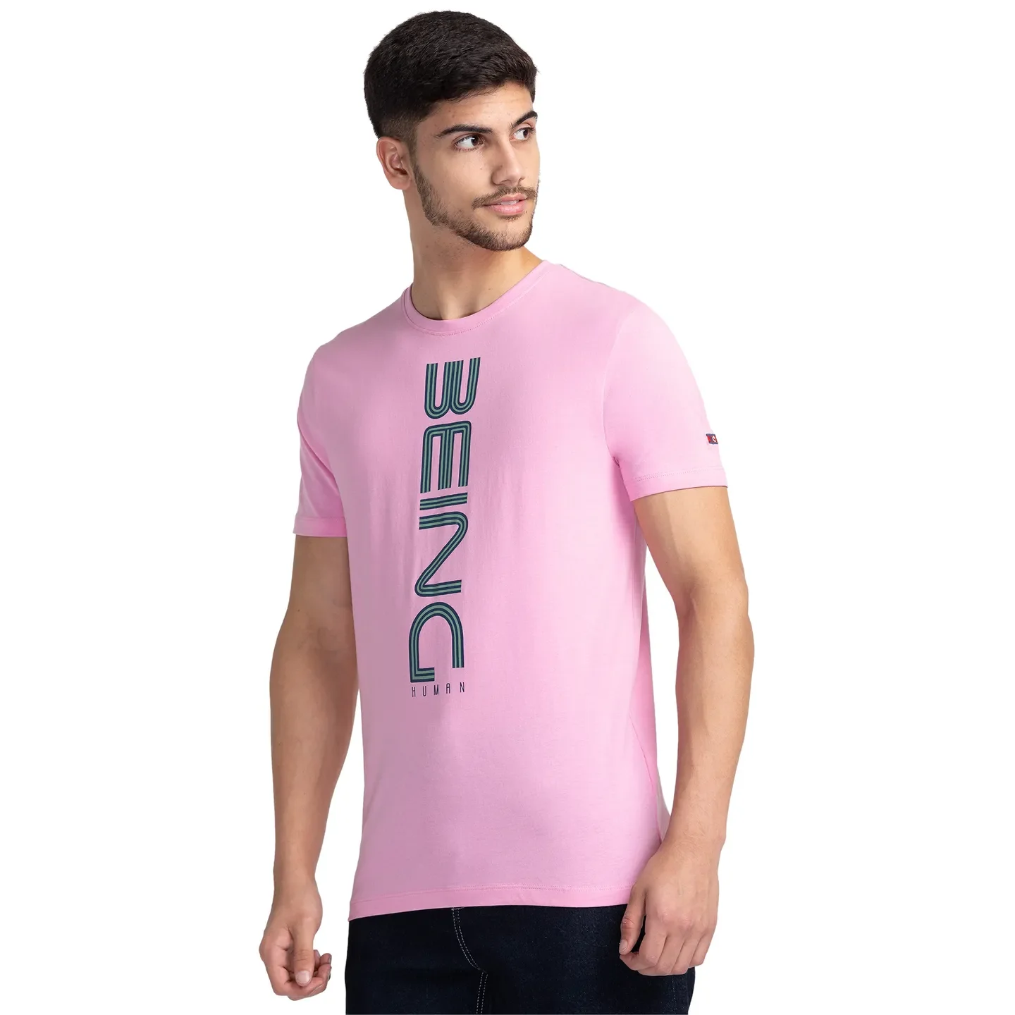 Pink Regular Fit Men's Short Sleeves T-Shirt by Being Human Clothing - Image 4