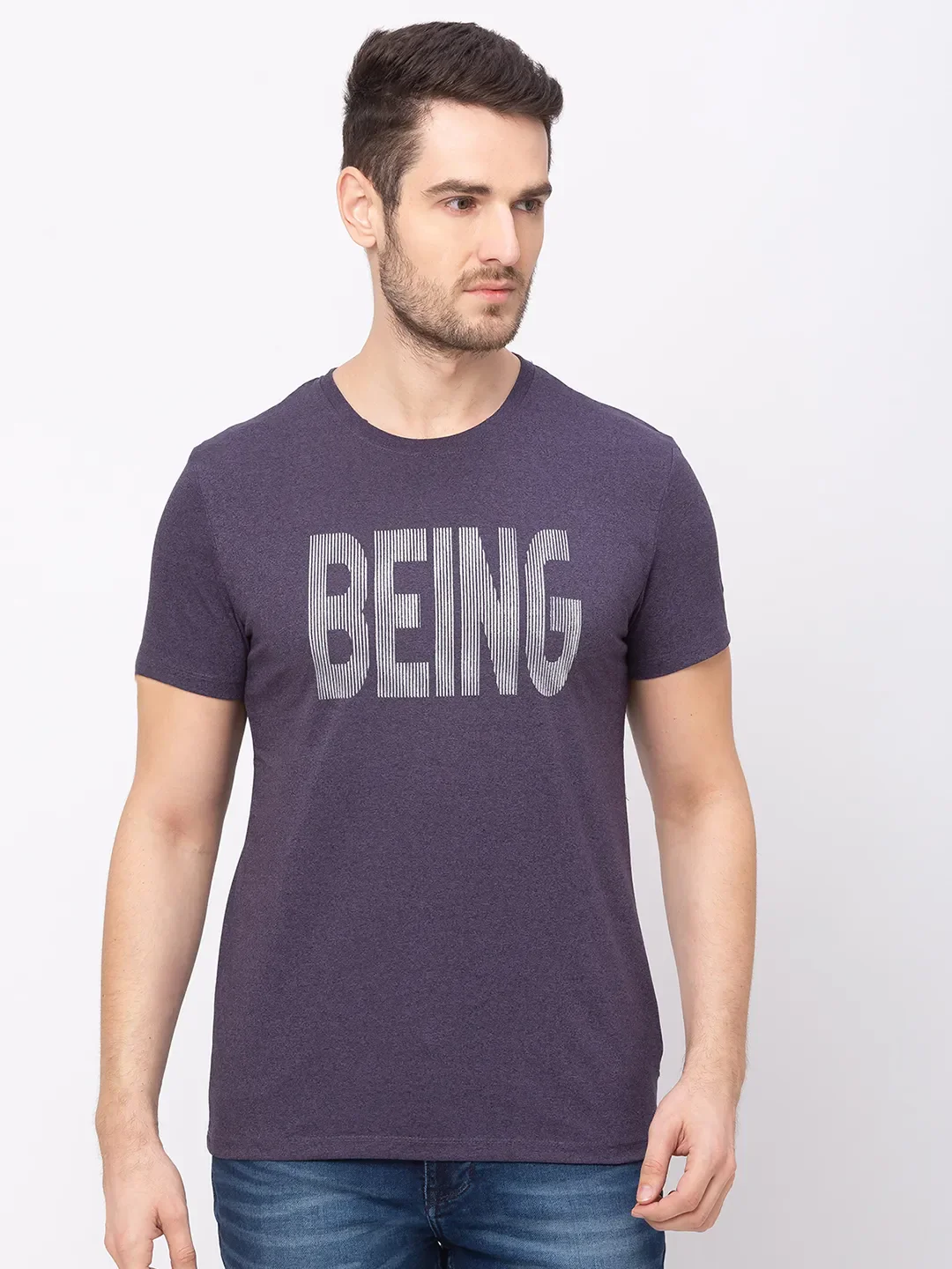 Purple Regular Fit Men's Short Sleeves T-Shirt by Being Human Clothing