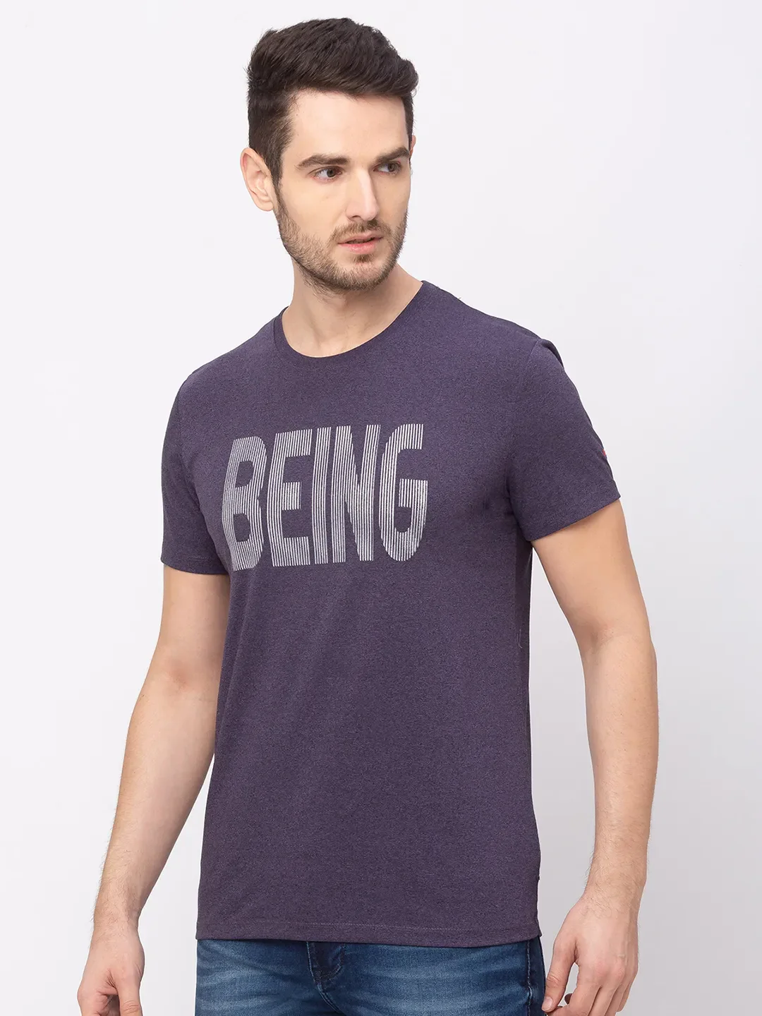 Purple Regular Fit Men's Short Sleeves T-Shirt by Being Human Clothing - Image 3