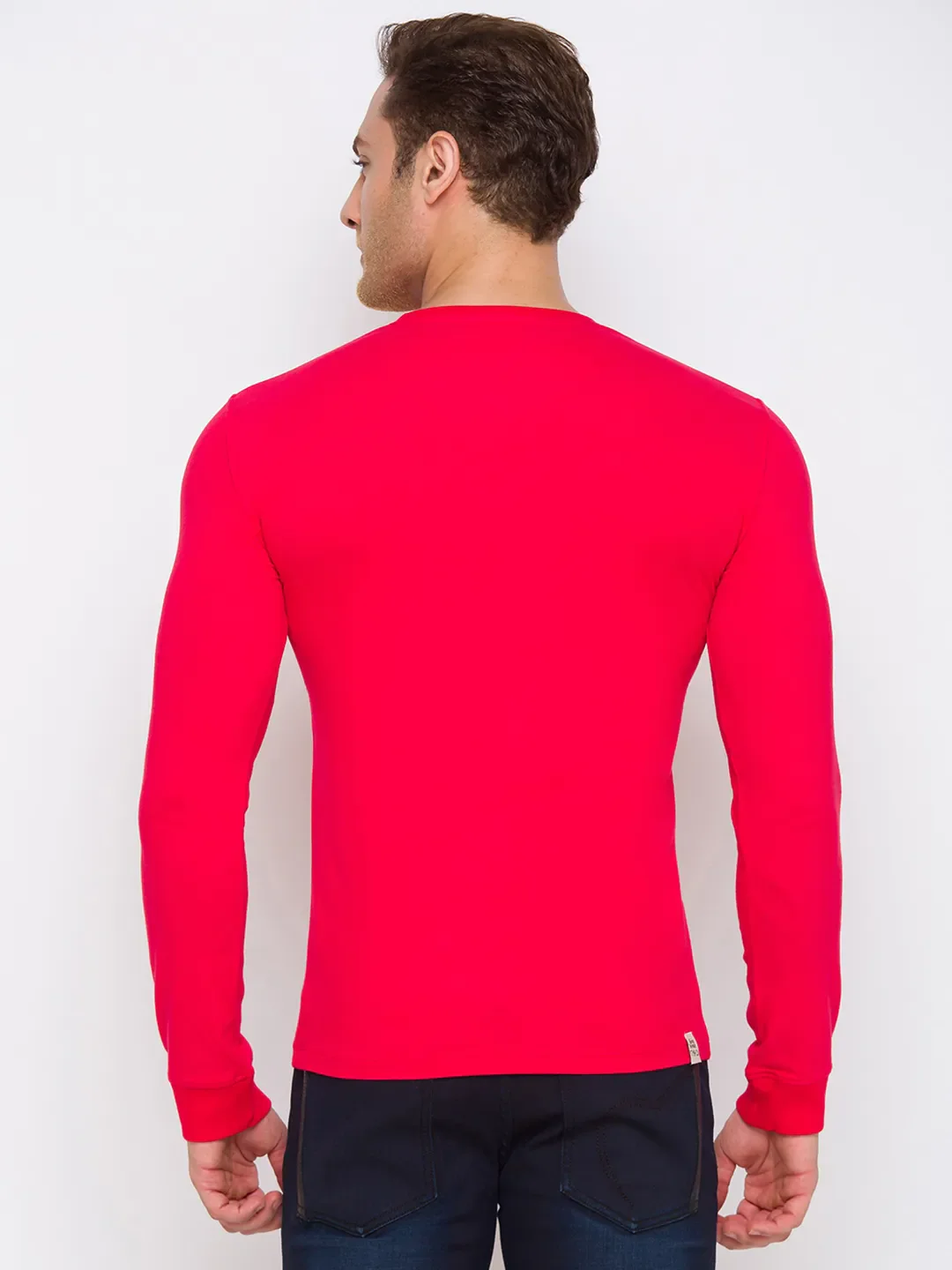Red Regular Fit Men's Long Sleeves T-Shirt by Being Human Clothing - Image 3