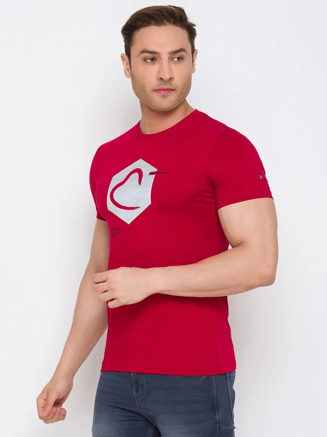 Red Regular Fit Men's Short Sleeves T-Shirt by Being Human Clothing - Image 2
